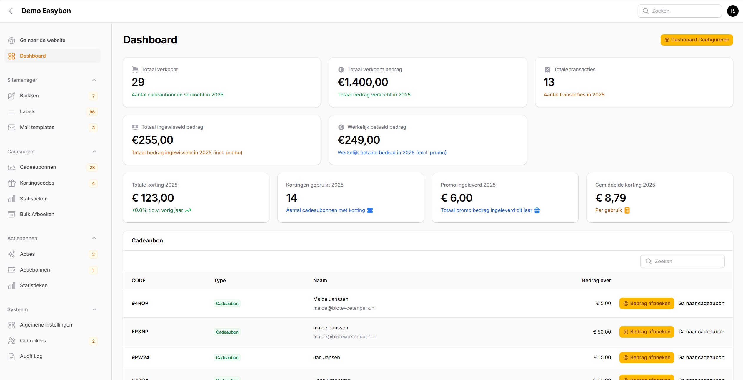 Screenshot van Easybon